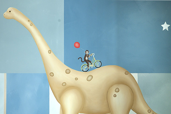 Detail of wall mural in kids room by Sam Simon